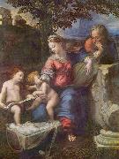 RAFFAELLO Sanzio Hl. Familie unter der Eiche, mit Johannes dem Taufer oil painting on canvas